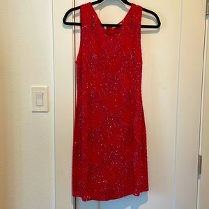 Gorgeous Red Beaded Alice + Olivia Cocktail Dress Size 6